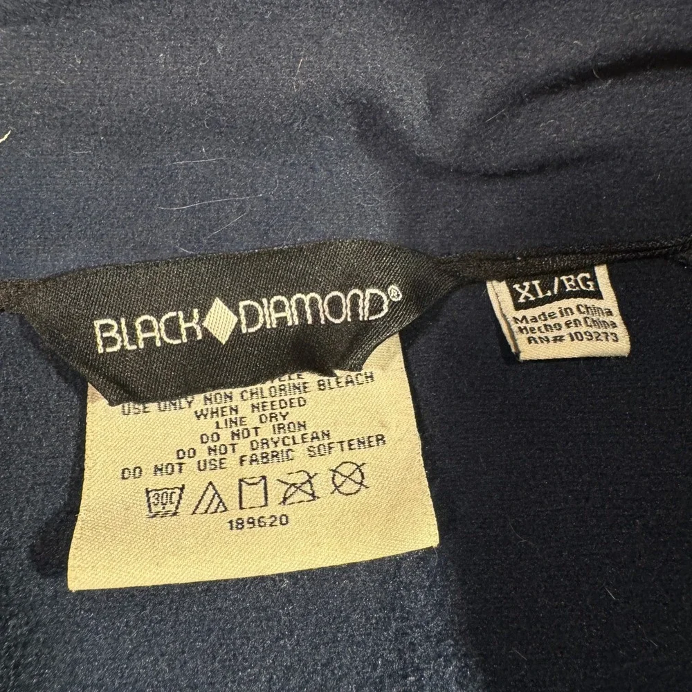 Black Diamond Men's Full Zip Softshell Fleece Hybrid Jacket Navy Gray Size XL